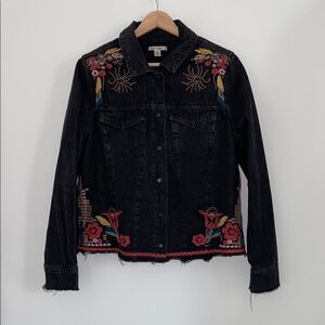 Embroidered Black Denim Jacket